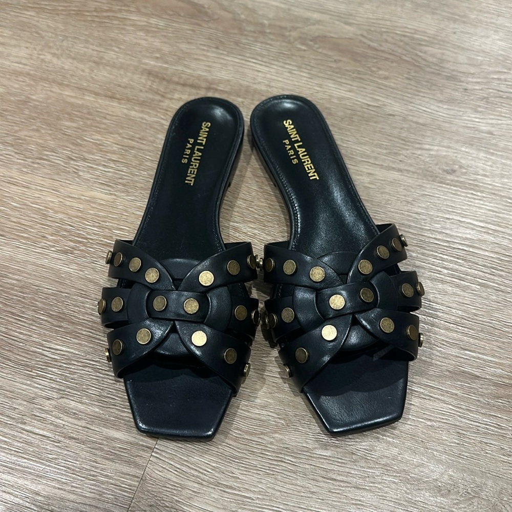 Saint Laurent Brand New tribute slip-on square-toe sandals
